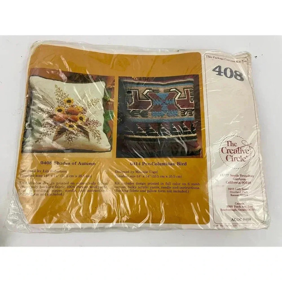 Creative Circle Other - VTG‎ Shades of Autumn Pillow Cover Needlecraft Kit 408 NEW 1982 Creative Circle